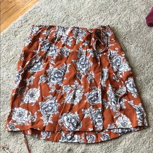 Orange printed Reformation wrap skirt